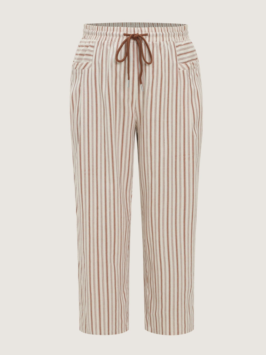 Vertical Stripe Drawstring Elastic Waist Pocket Pants