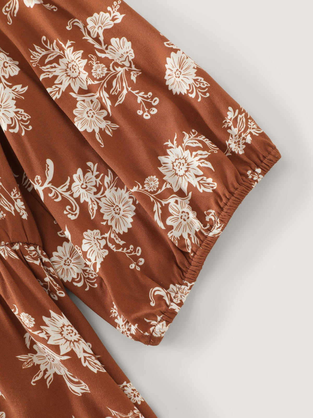 Floral Print Elastic Waist Blouse