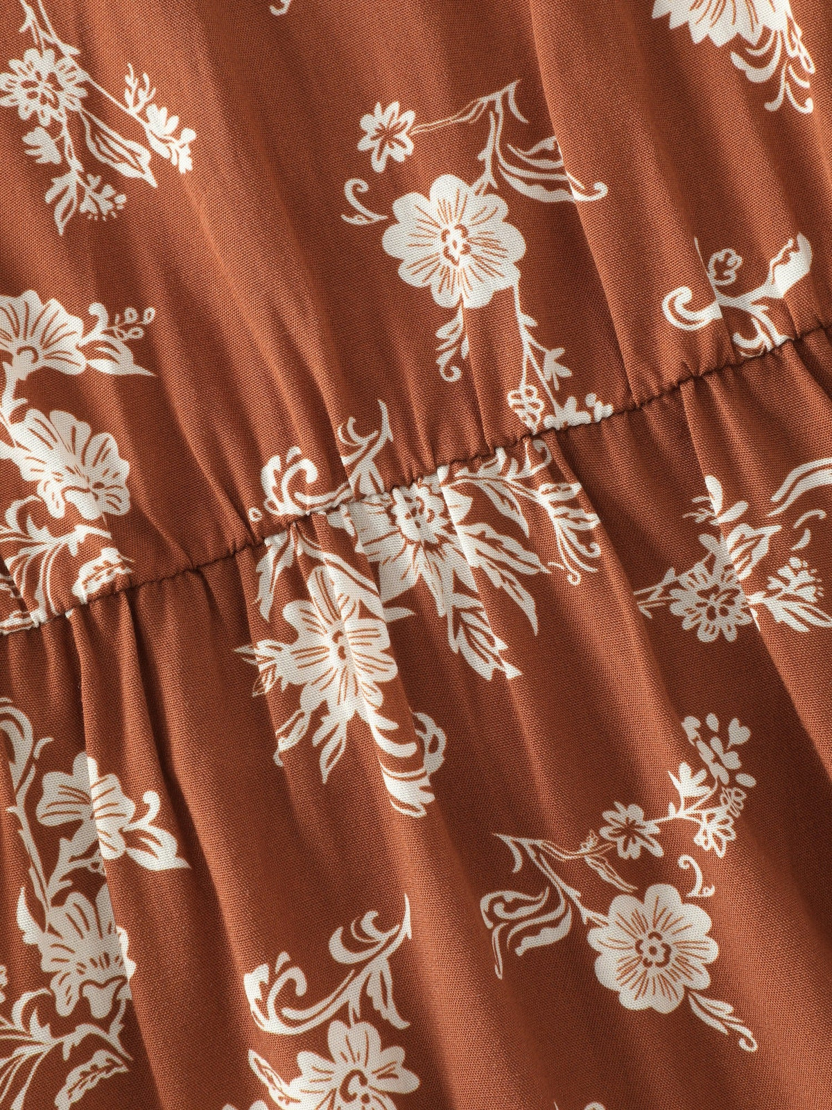 Floral Print Elastic Waist Blouse