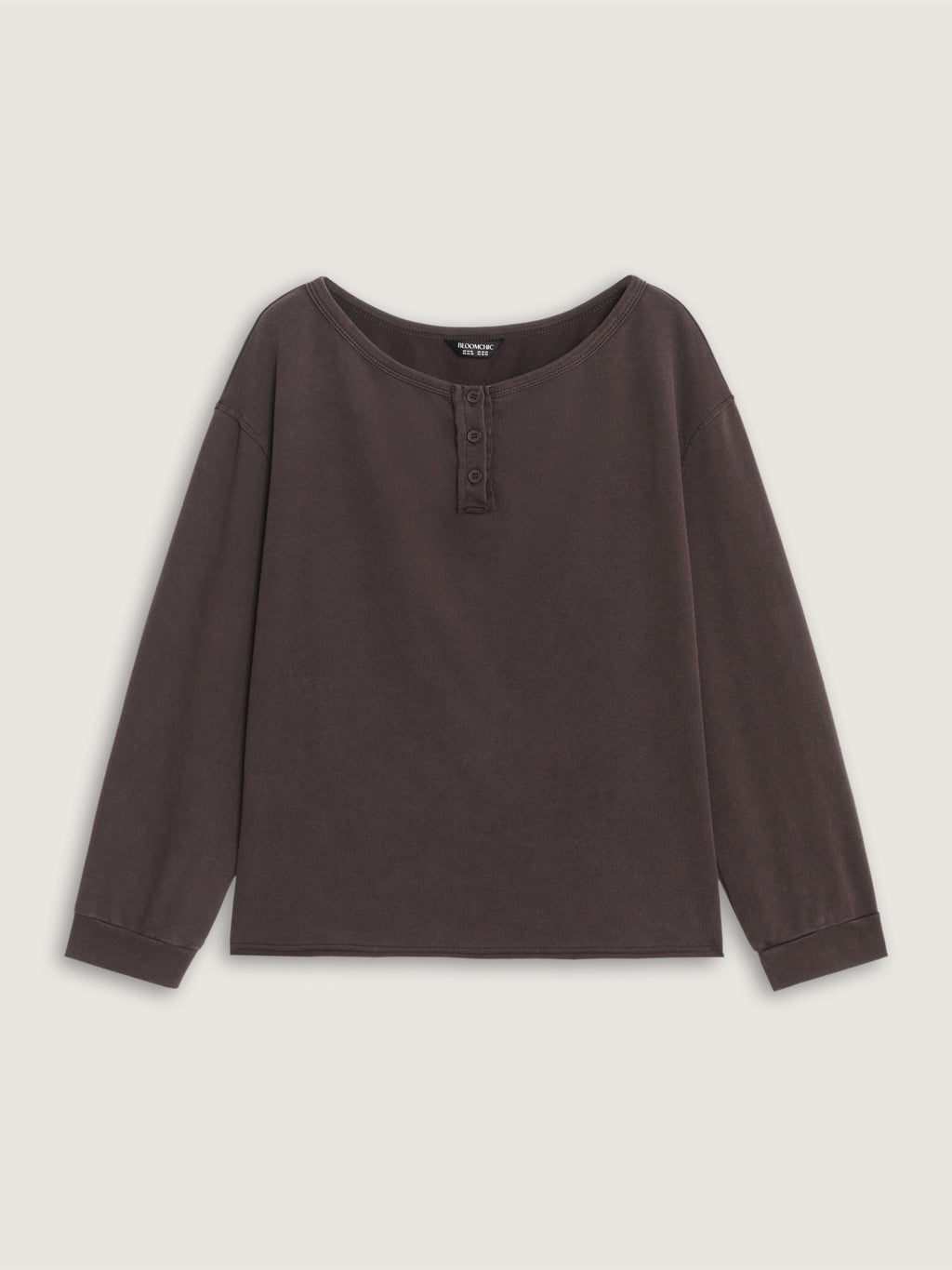Washed Long Sleeve Curved Hem Sweatshirt