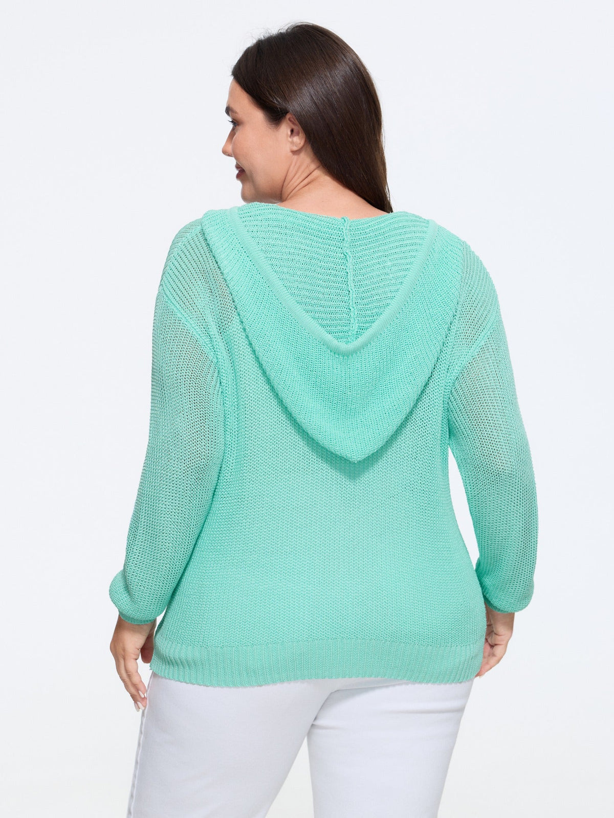 Button‑Front Breathable Drawstring Hooded Cardigan