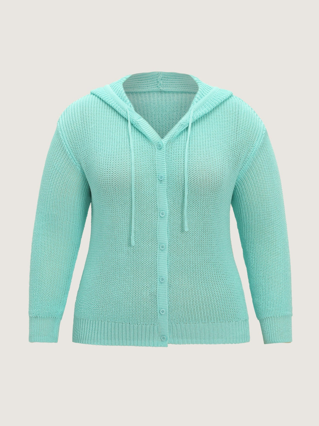 Button‑Front Breathable Drawstring Hooded Cardigan