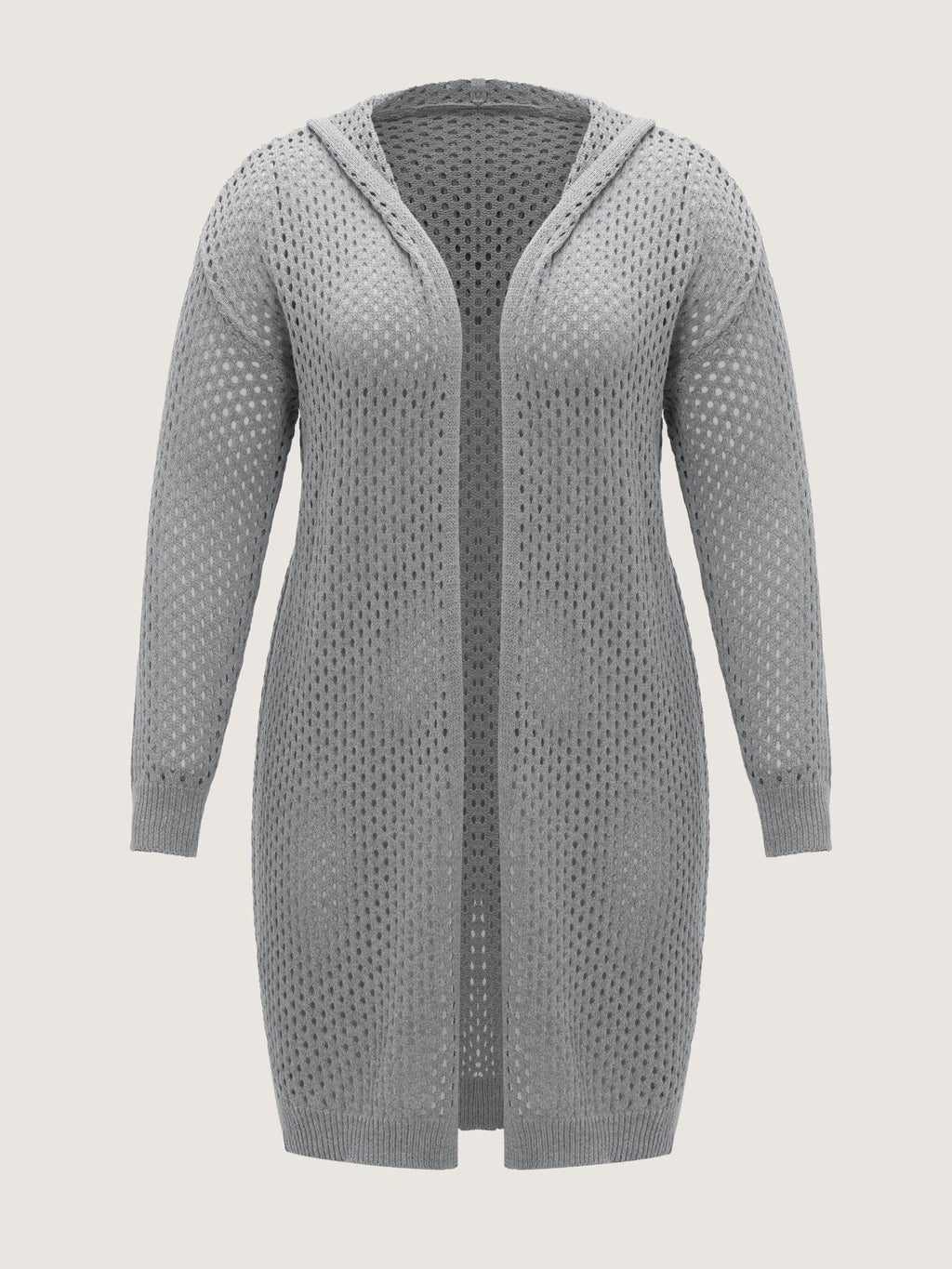 Open‑Front Cut Out Hooded Cardigan