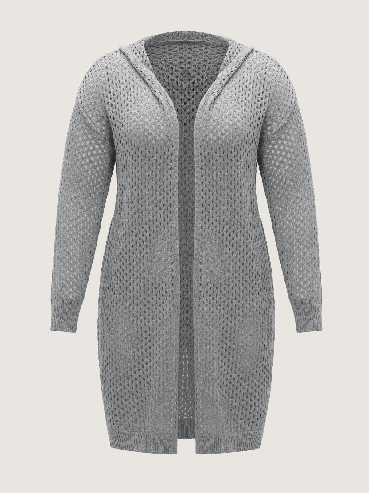 Open‑Front Cut Out Hooded Cardigan