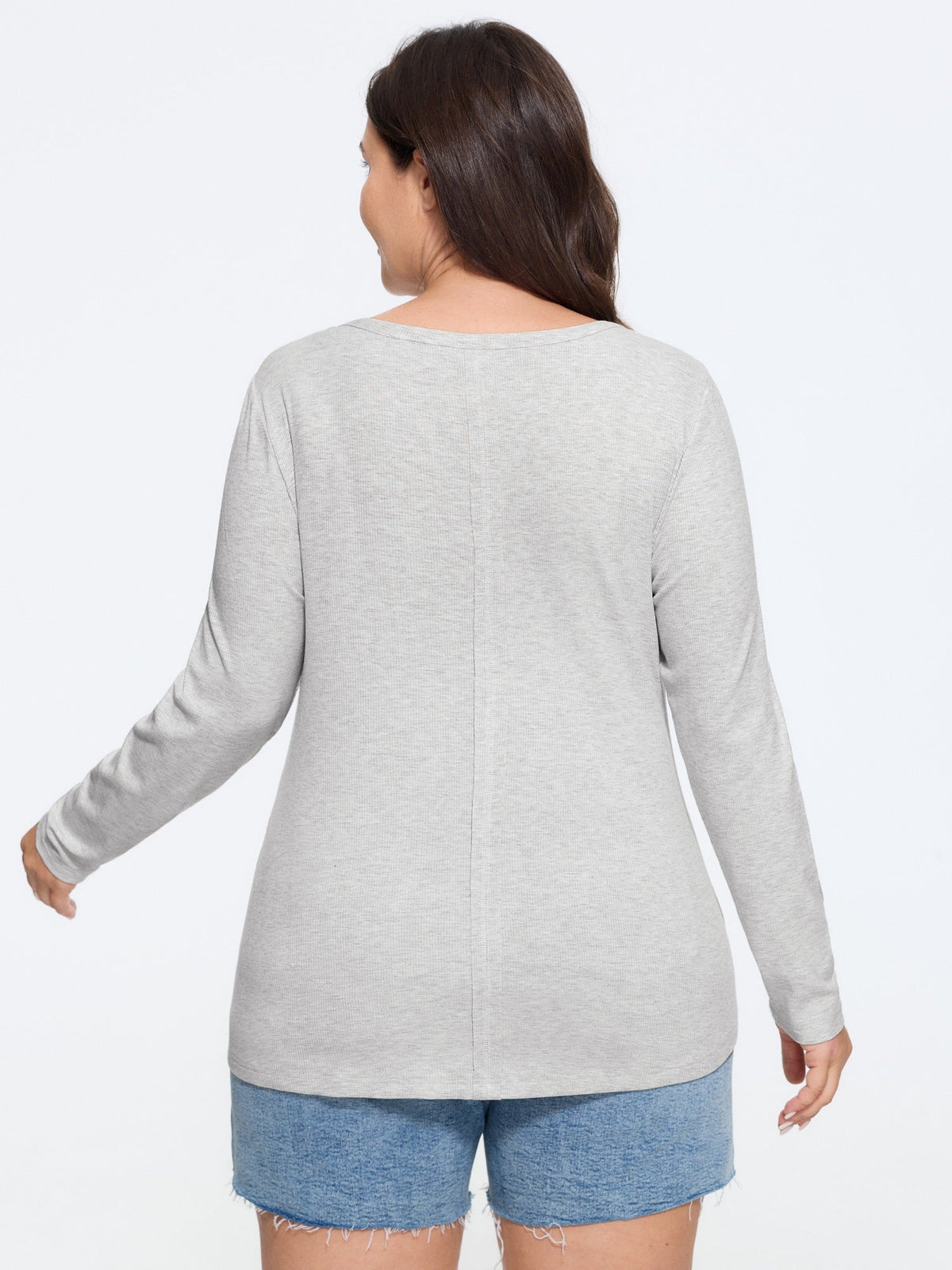 Supersoft Solid Button Detail Ribbed Knit T-Shirt