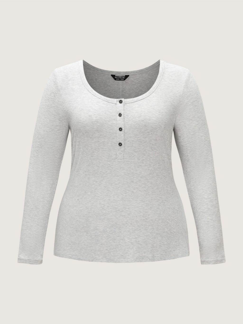 Supersoft Solid Button Detail Ribbed Knit T-Shirt