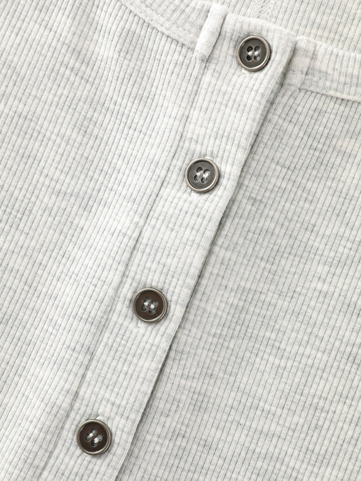 Supersoft Solid Button Detail Ribbed Knit T-Shirt