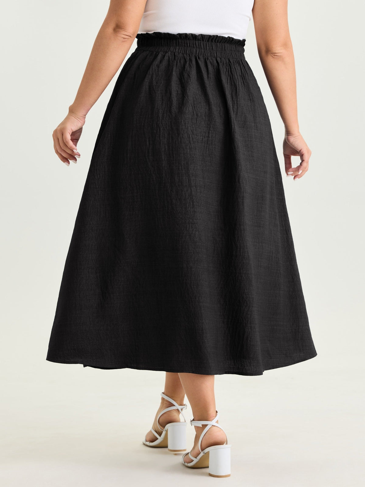 Drop Pockets Pleated Maxi Skirt