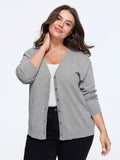 Textured V‑Neck Button Front Relaxed Fit Cardigan