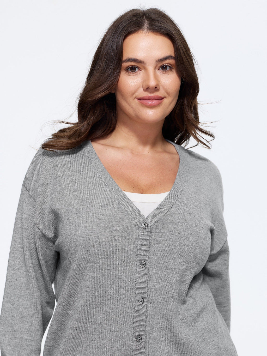 Textured V‑Neck Button Front Relaxed Fit Cardigan