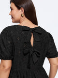 Textured Double Bow Knot Back Cut Out Top