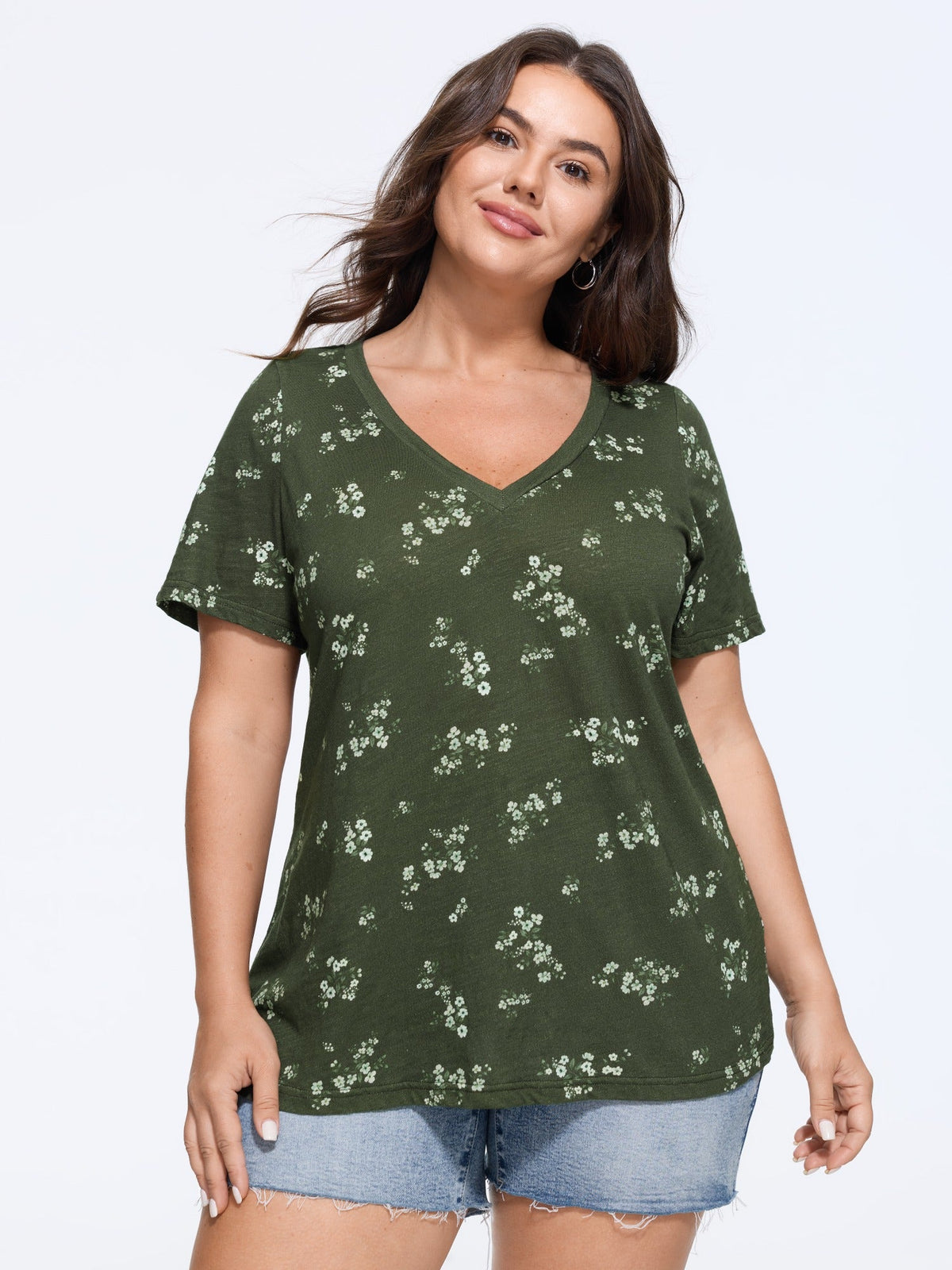 Cotton Stretch Floral Print T-Shirt