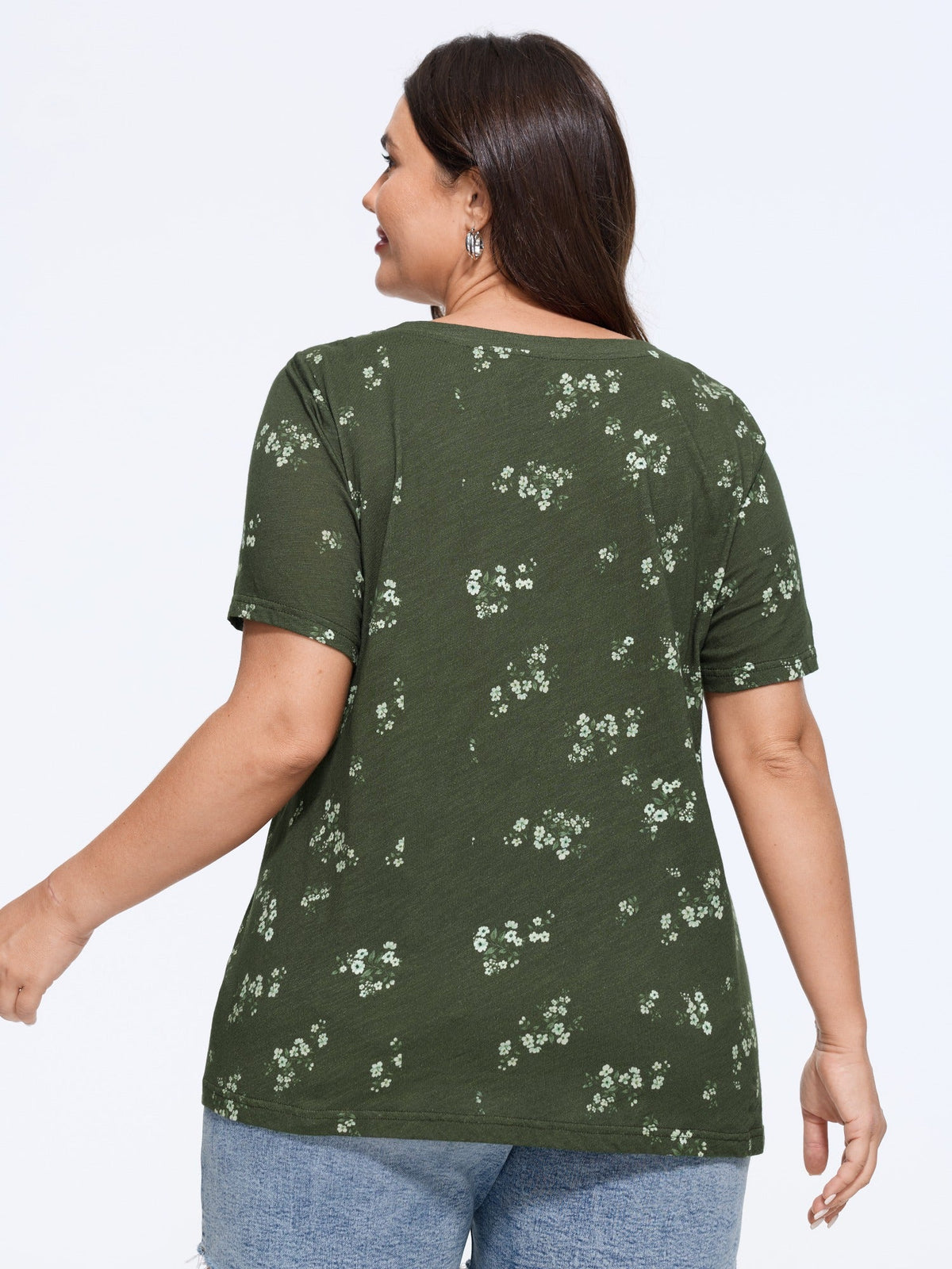 Cotton Stretch Floral Print T-Shirt