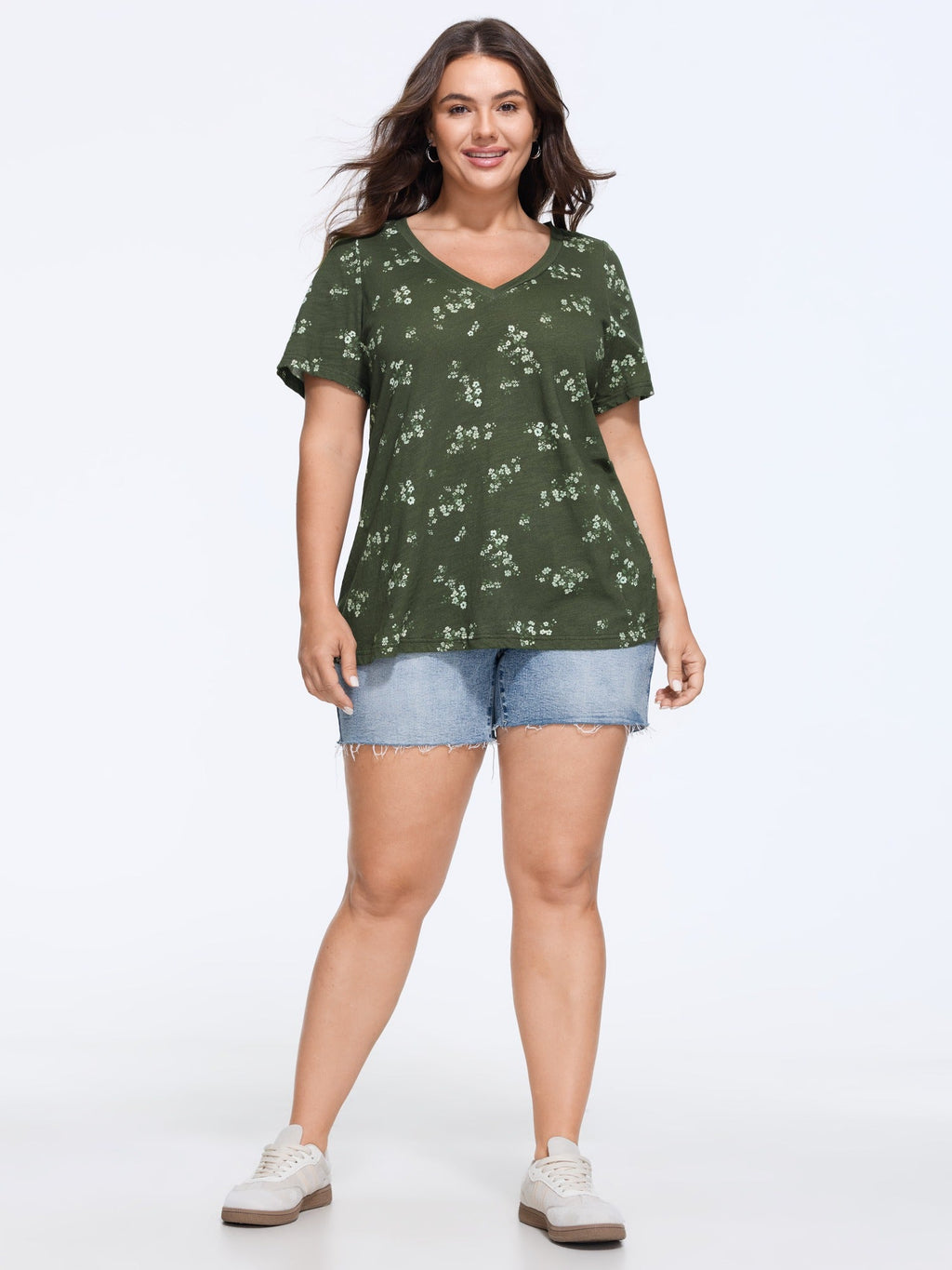 Cotton Stretch Floral Print T-Shirt