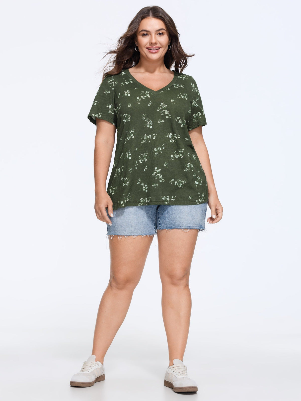 Cotton Stretch Floral Print T-Shirt