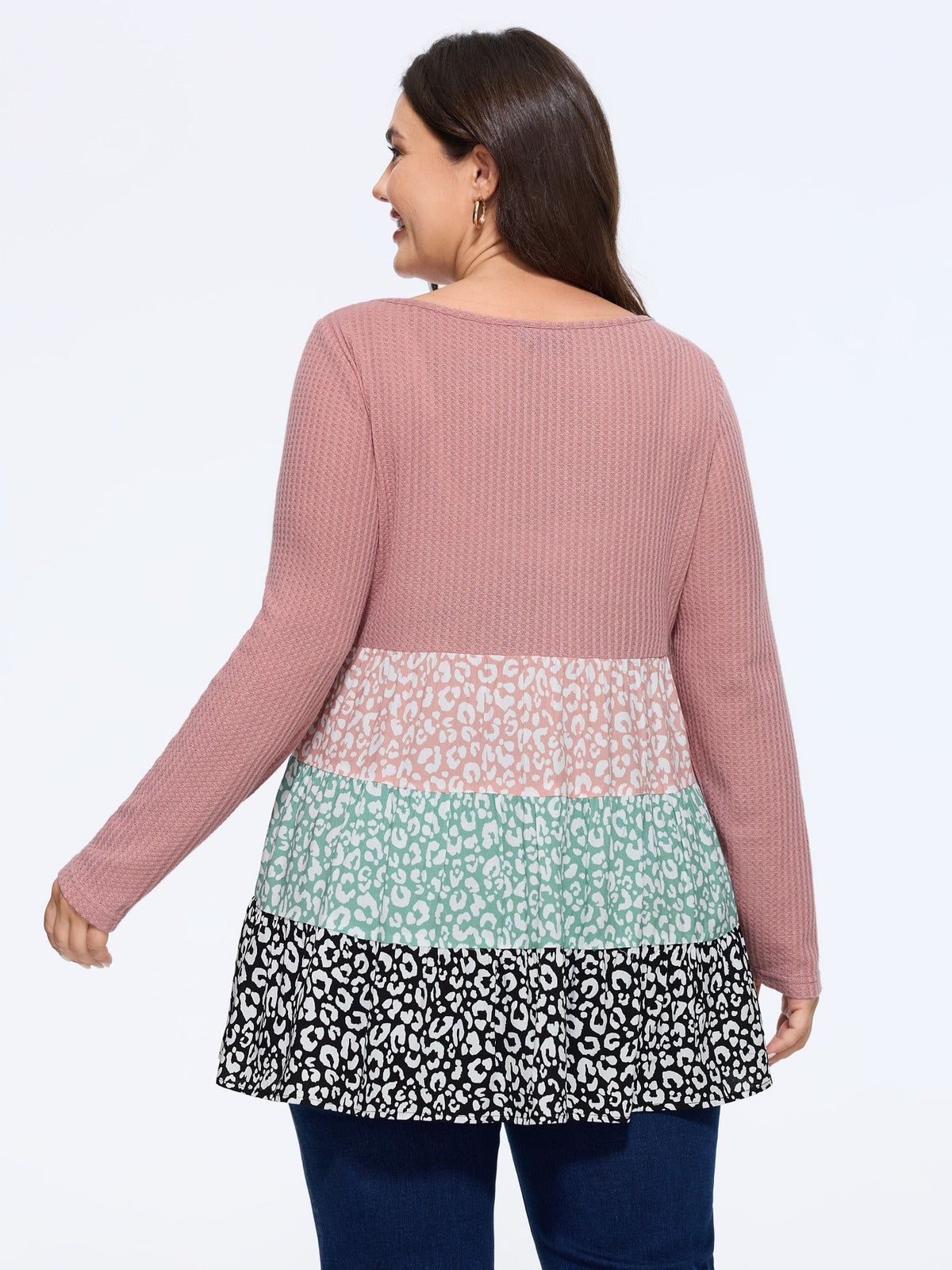 Multi‑Color Leopard Print Tiered Ruffle Hem Top