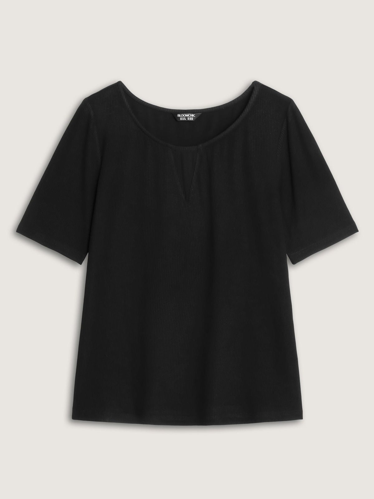 Stretchy Mesh Inset Round Neck Solid T-Shirt