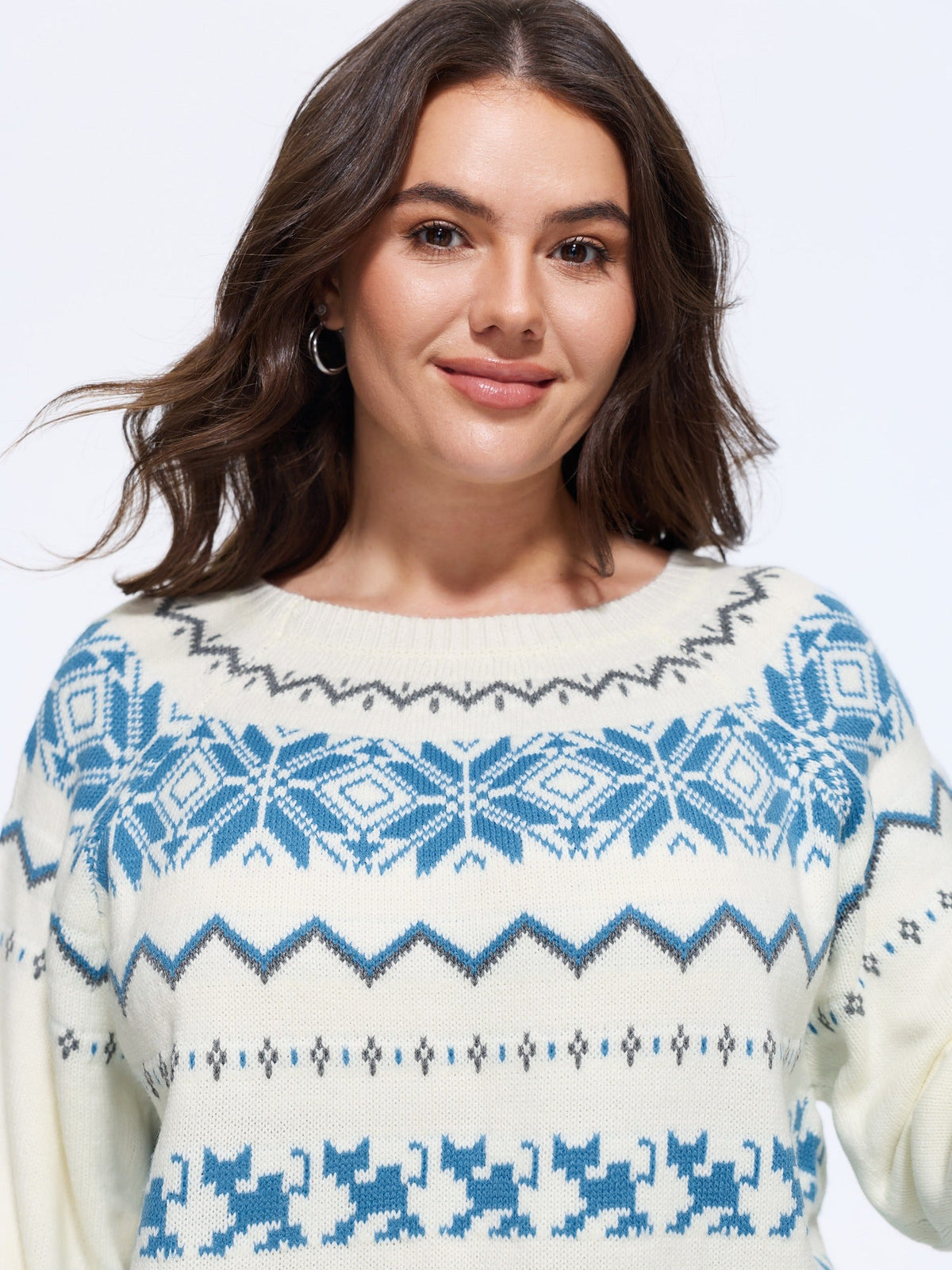 Fair Isle Geometric Pattern Crew Neck Pullover