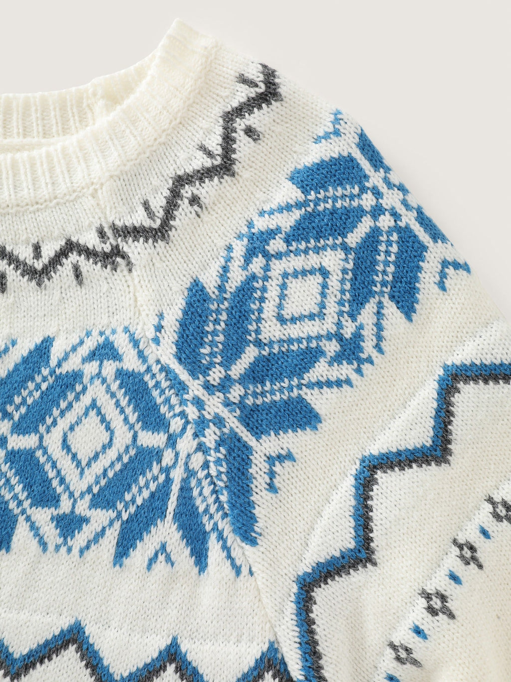 Fair Isle Geometric Pattern Crew Neck Pullover
