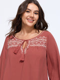 Supersoft Boho Embroidered Long Sleeve Blouse
