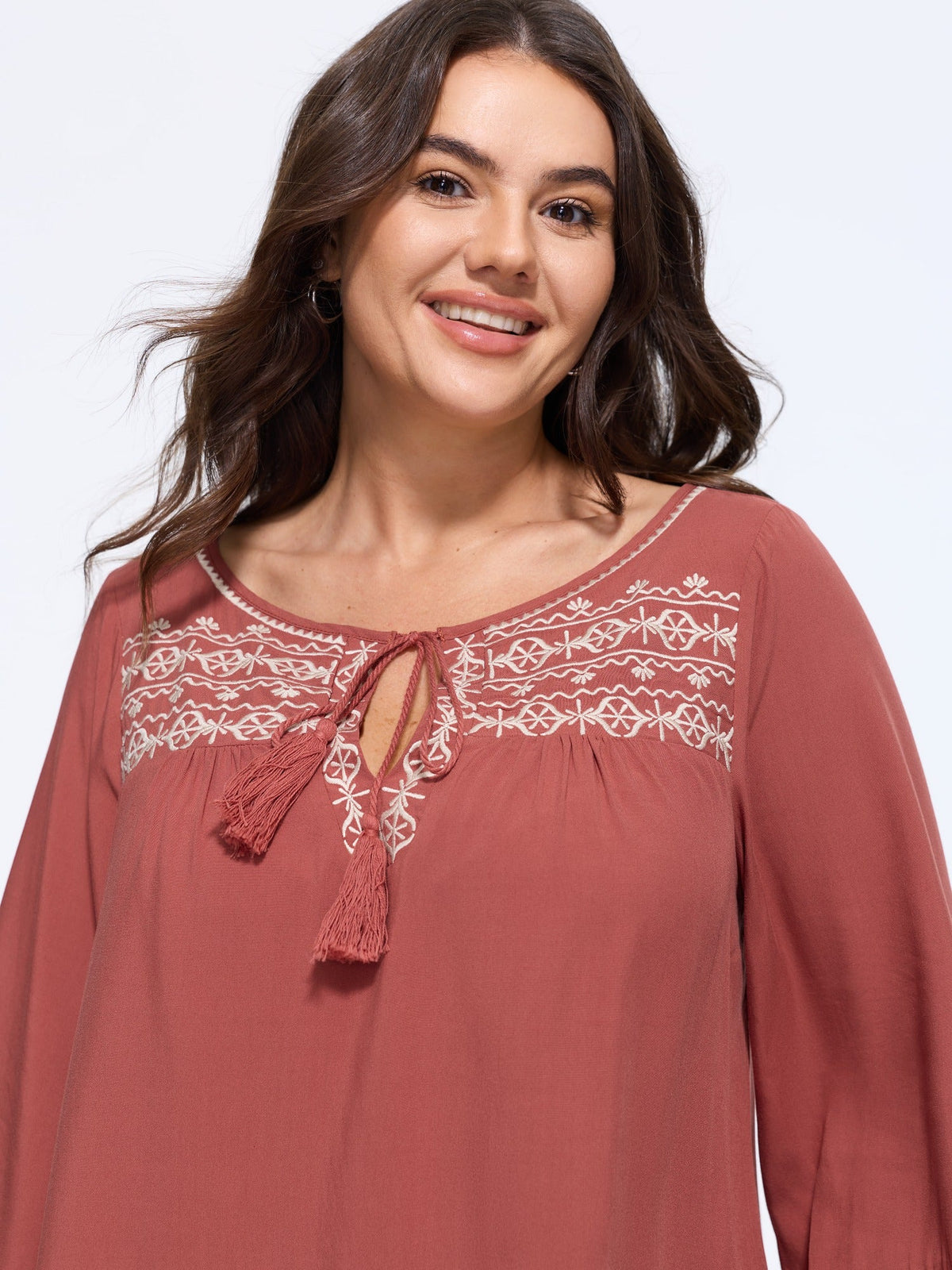 Supersoft Boho Embroidered Long Sleeve Blouse