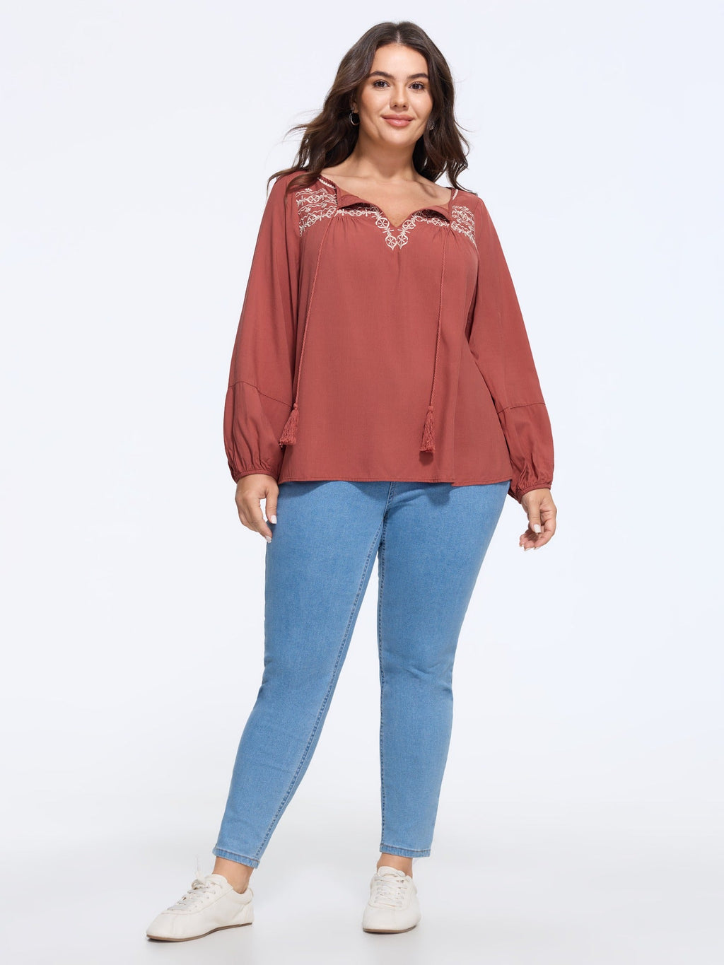 Supersoft Boho Embroidered Long Sleeve Blouse
