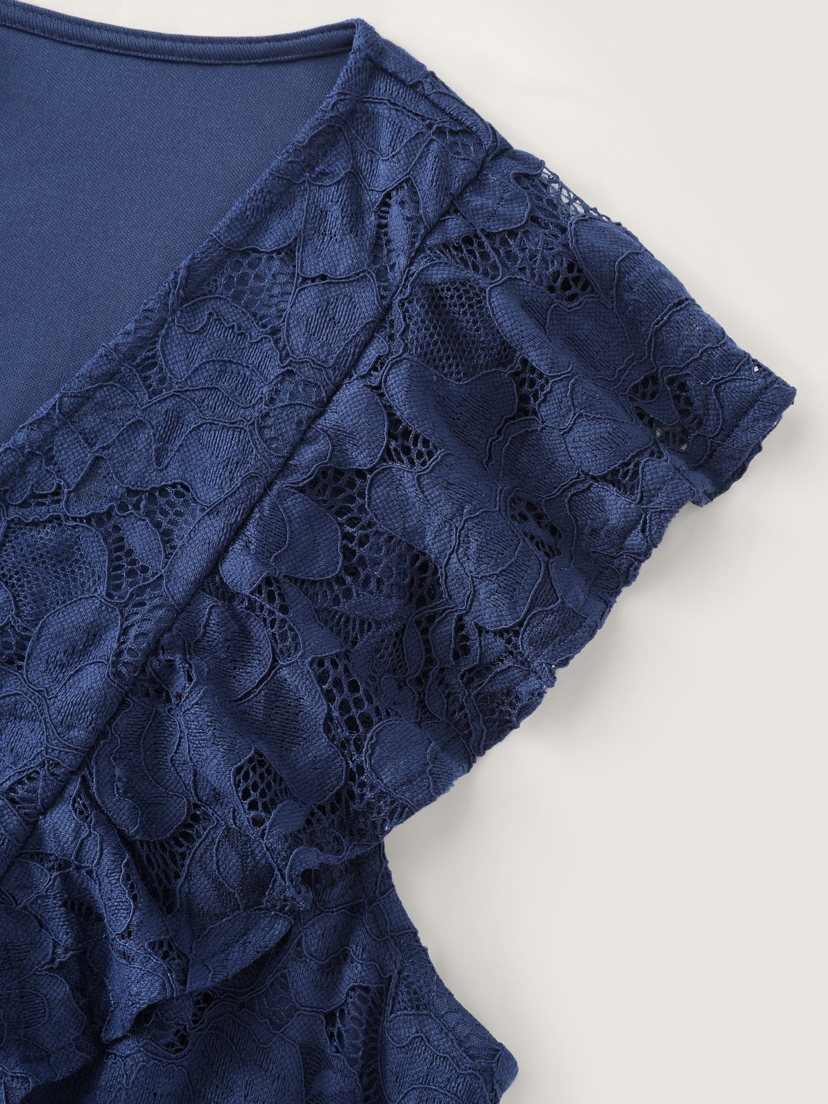 Lace Mesh Flutter Sleeve Ruffle Layered Maxi Dress