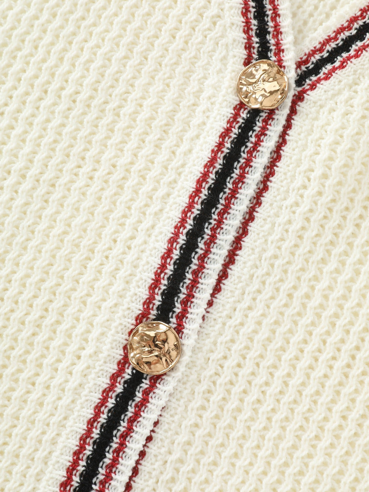 Striped Trim Cut Out Pocket Cardigan