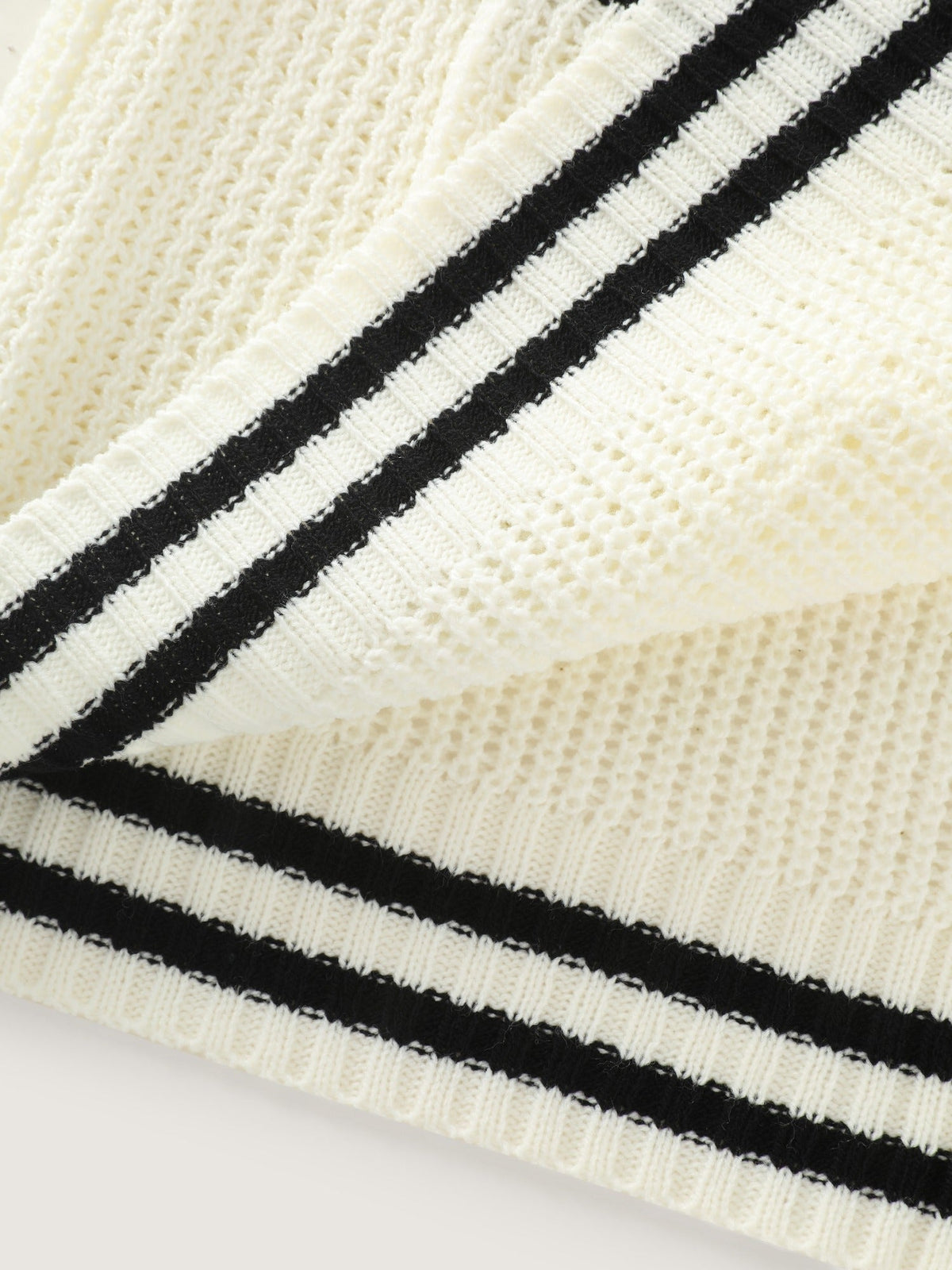 Striped Trim Cut Out Pocket Cardigan
