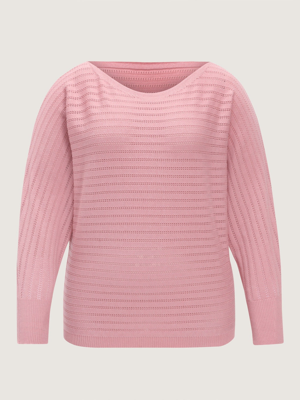 Boat Neck Eyelet Stripe Casual Pullover