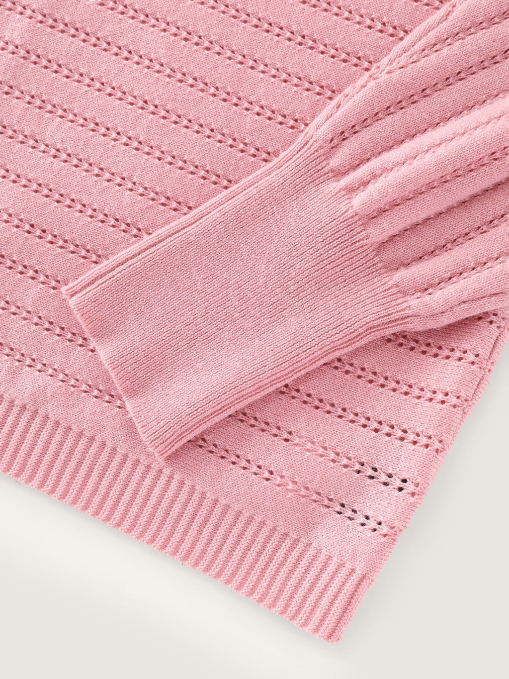 Boat Neck Eyelet Stripe Casual Pullover