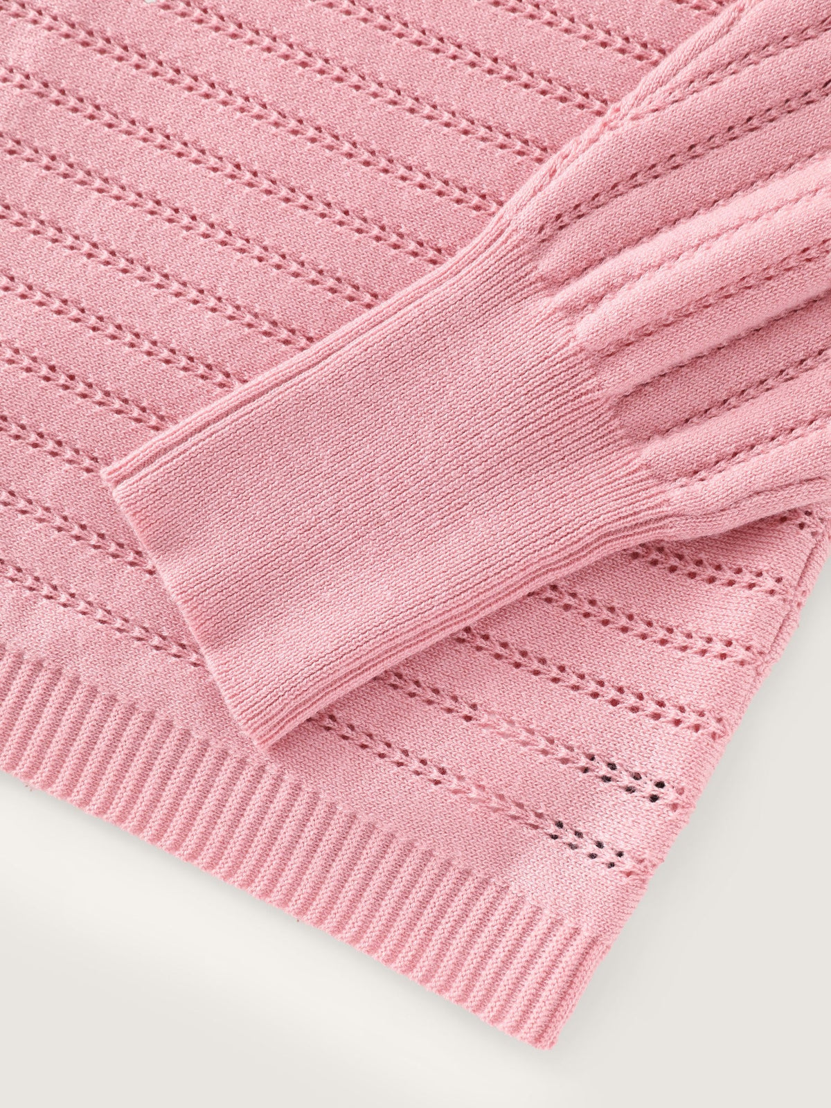 Boat Neck Eyelet Stripe Casual Pullover