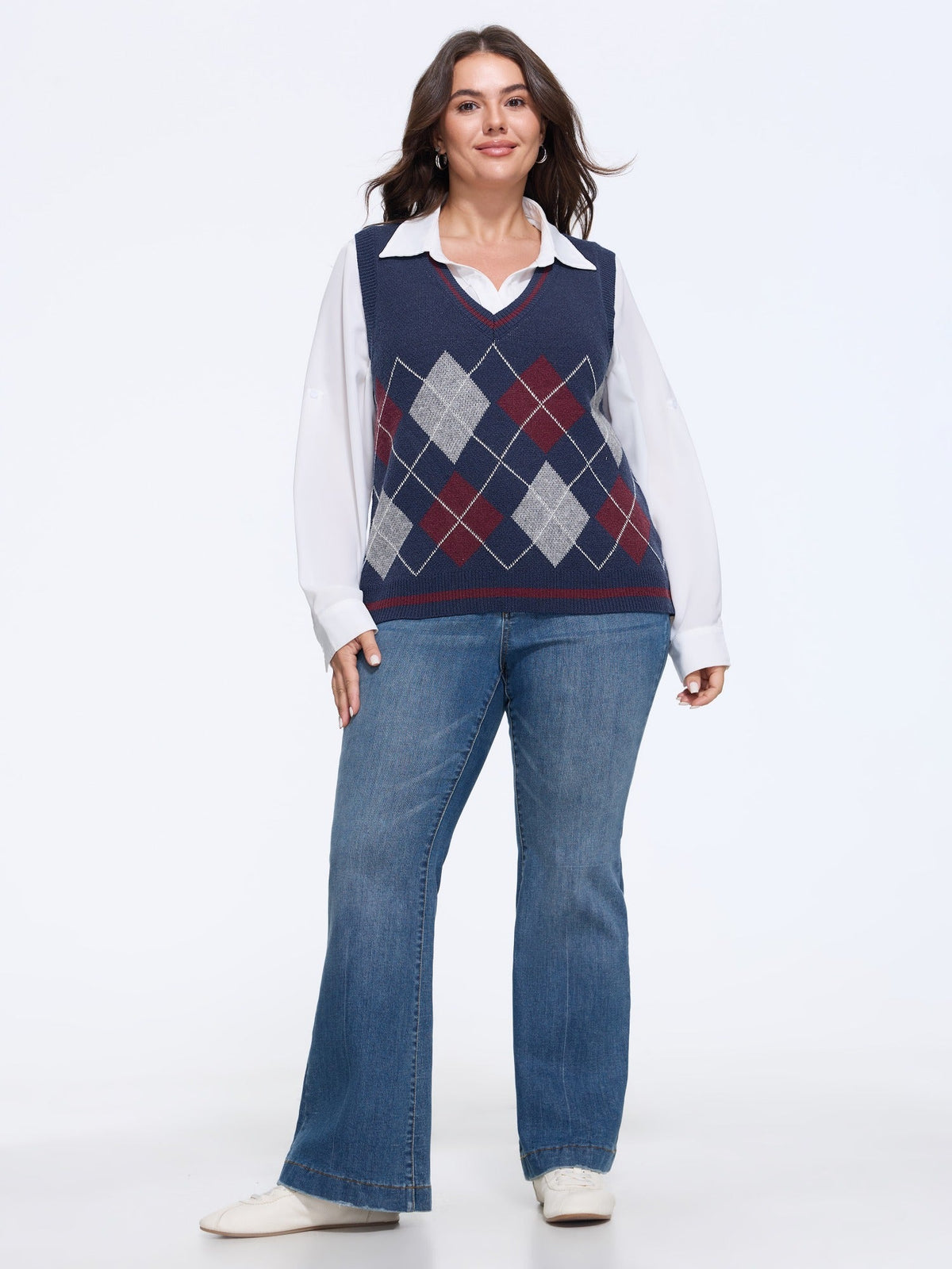 Argyle Color Contrast Sweater Vest