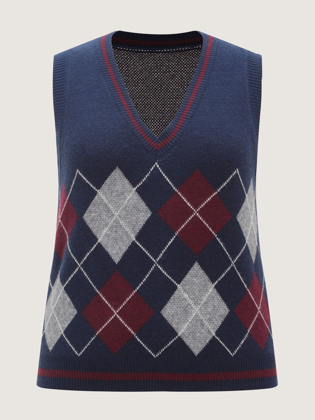 Argyle Color Contrast Sweater Vest