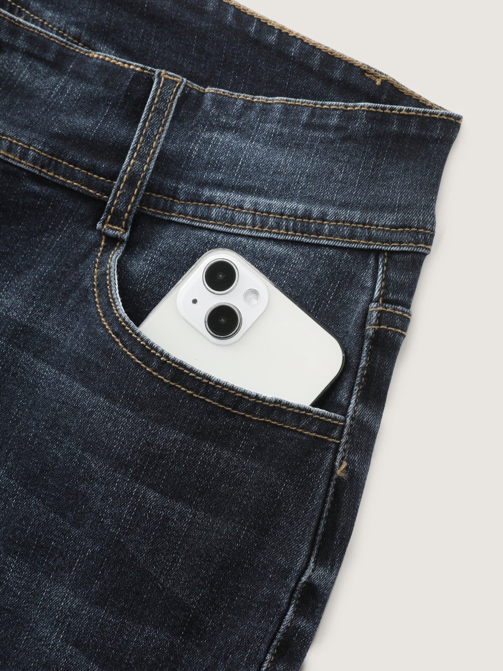 Stretch Wash Double Button Flare Jeans