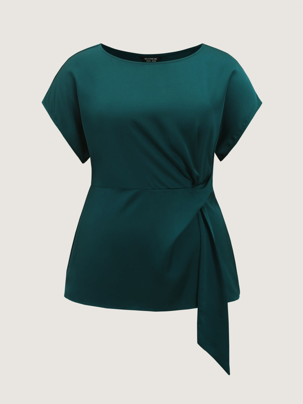 Boat Neck Side Twist Satin Blouse