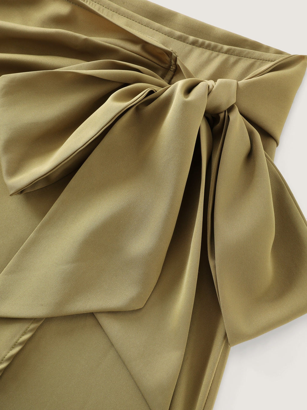 Solid Side Tie Bow Wrap Midi Skirt