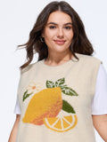 Lemon Jacquard Crew Neck Sweater Vest