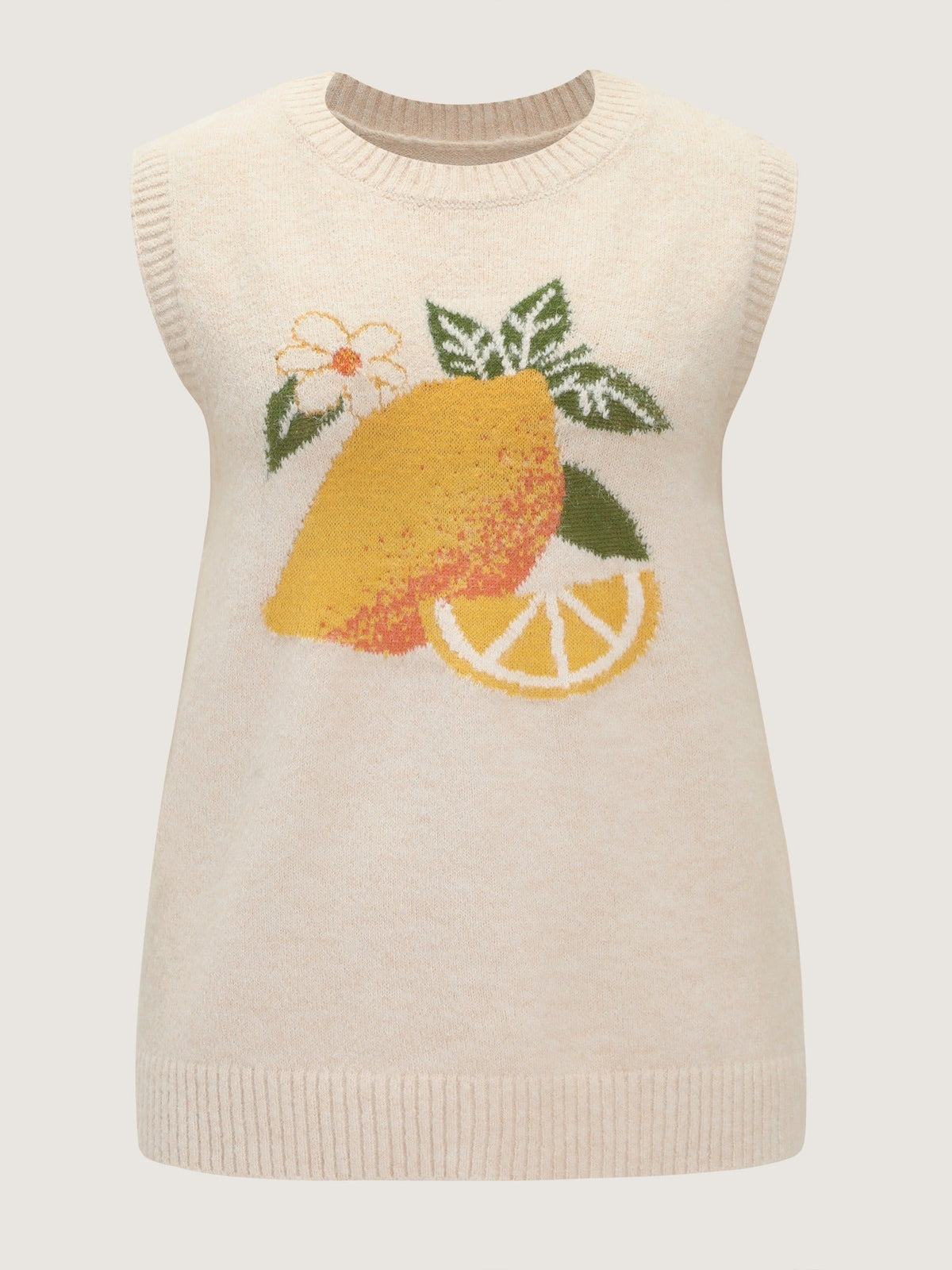 Lemon Jacquard Crew Neck Sweater Vest
