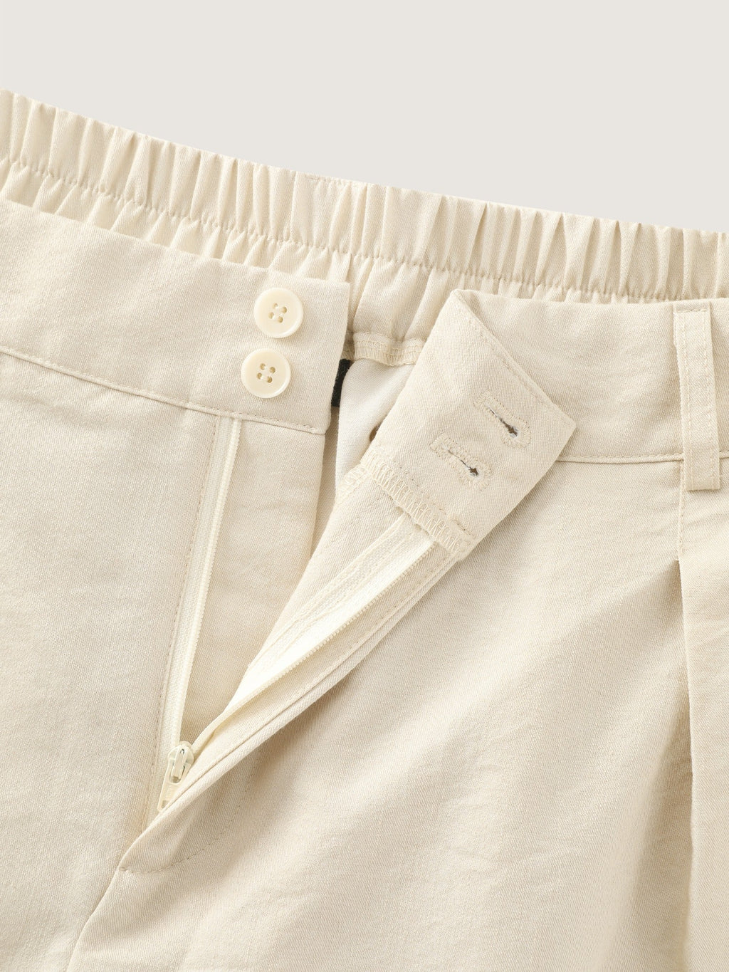 Double Button Waist Pleated Wide Leg Pants