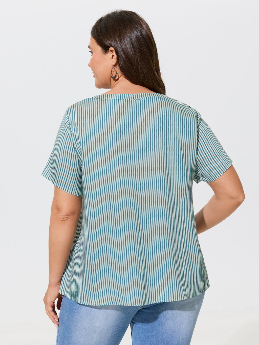 Boho Striped Print Tassel Tie Blouse