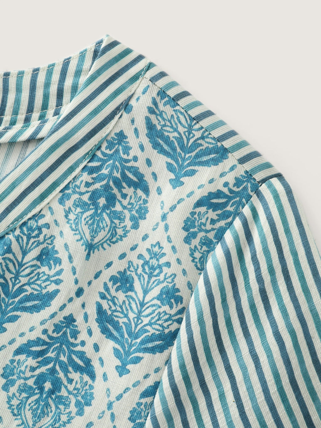 Boho Striped Print Tassel Tie Blouse