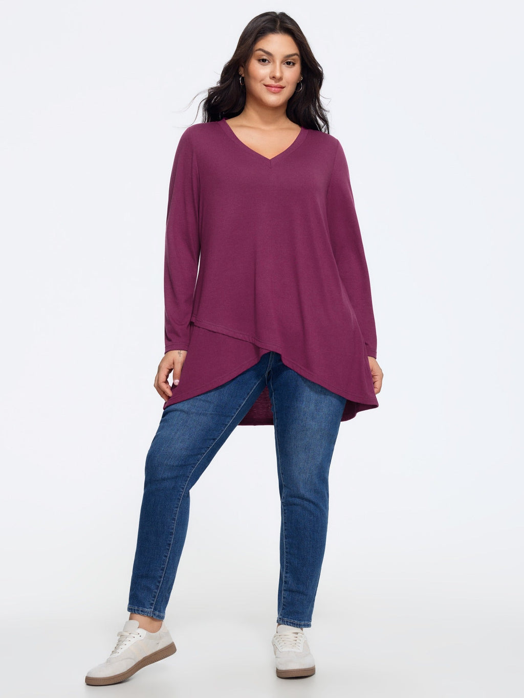 Supersoft Solid Asymmetrical Hem T-Shirt