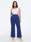 Stretchy Solid Elastic Waist Flare Pants