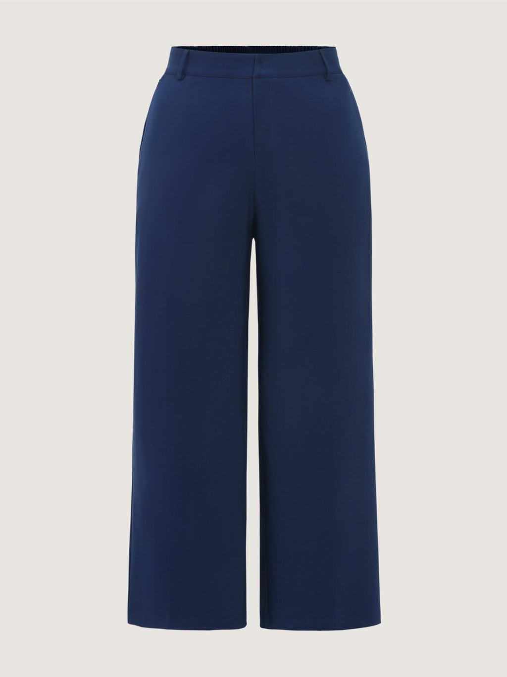 Stretchy Center Crease Pockets Wide Leg Pants