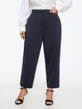 Stretch Solid Pockets Straight Leg Pants
