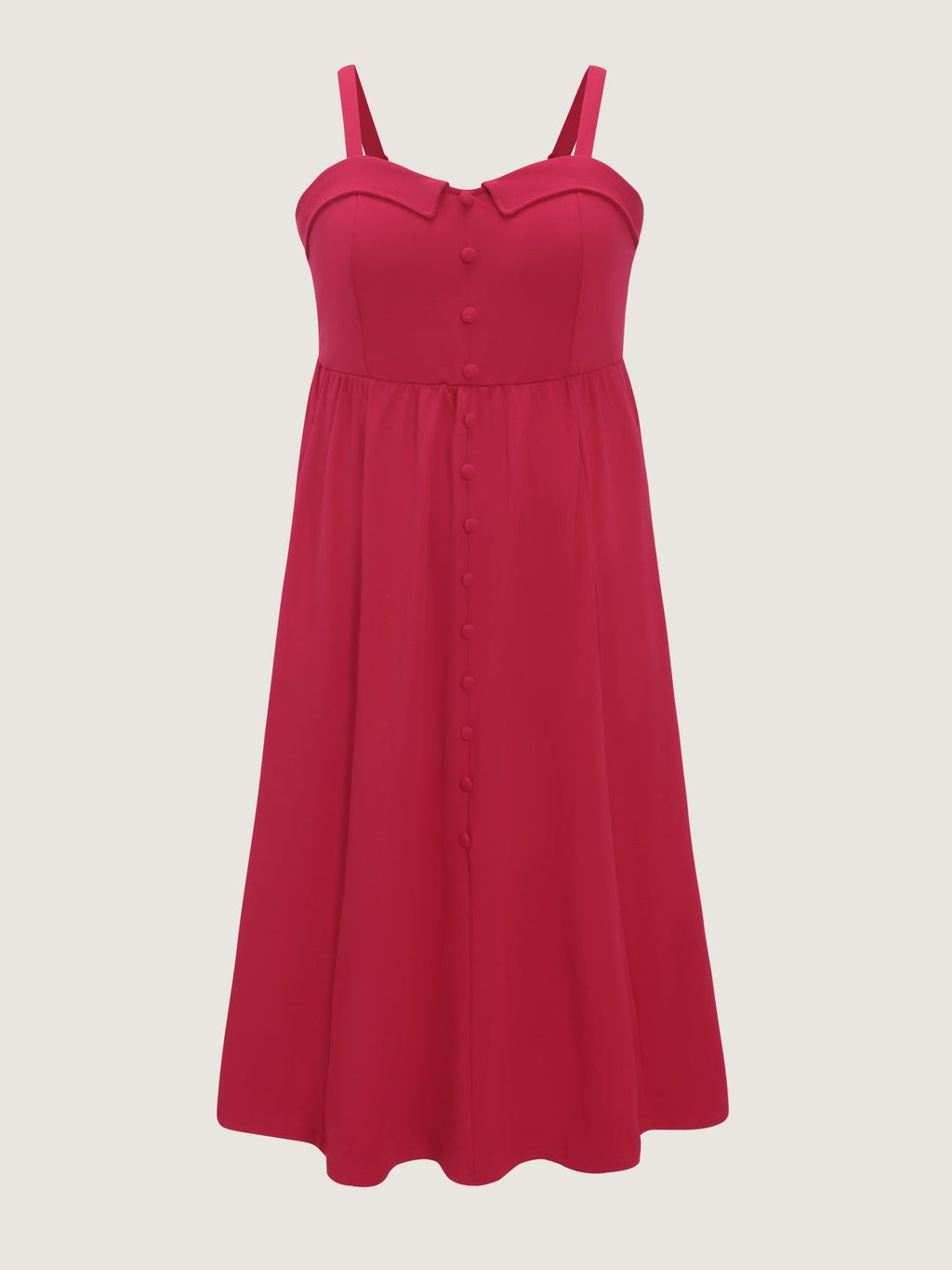 Solid Button Detail Spaghetti Strap Midi Dress
