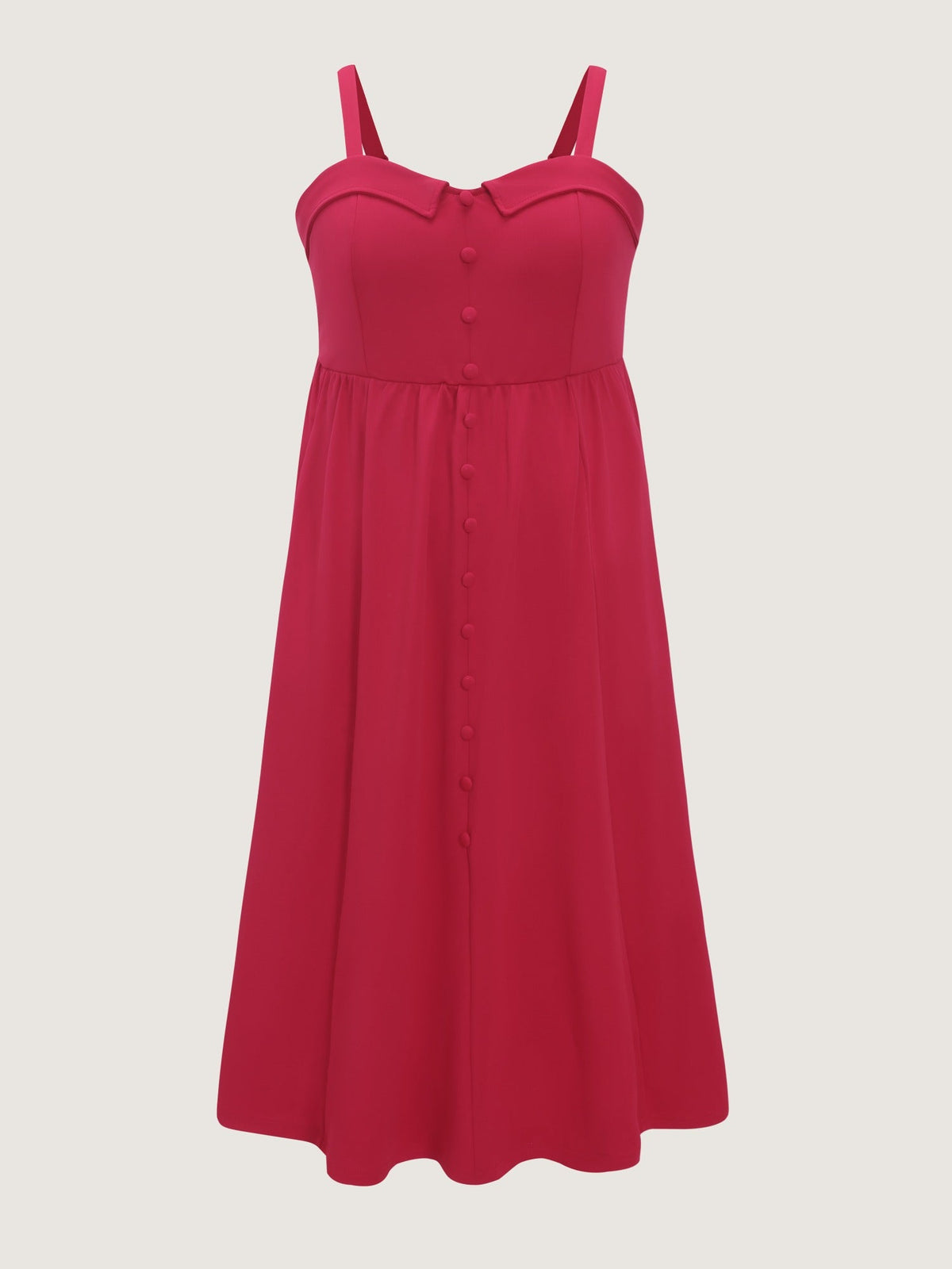 Solid Button Detail Spaghetti Strap Midi Dress