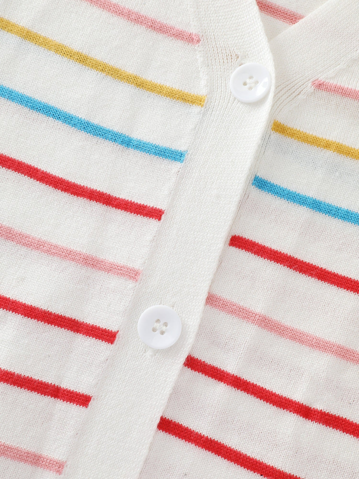 Multi‑Color Striped Patch Pockets Cardigan