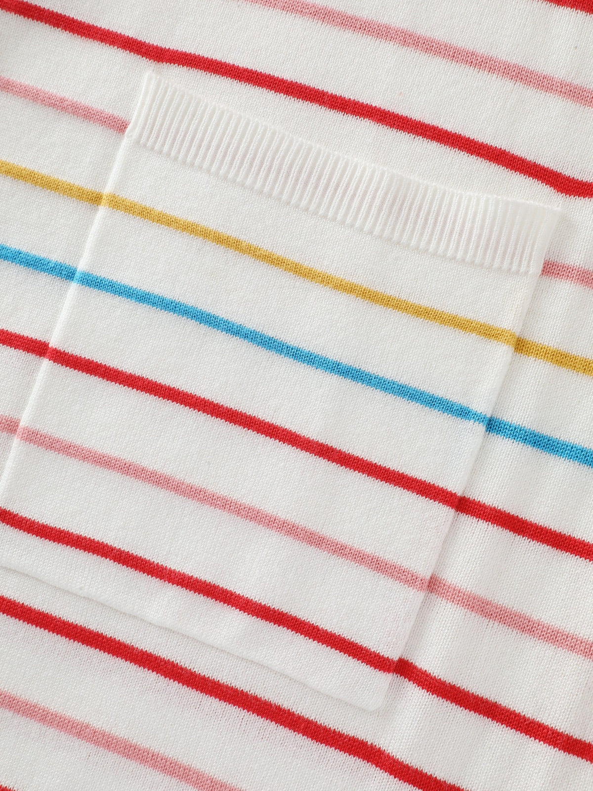 Multi‑Color Striped Patch Pockets Cardigan